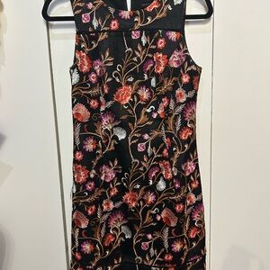 White House Black Market Black Dress with Floral Embroidery
